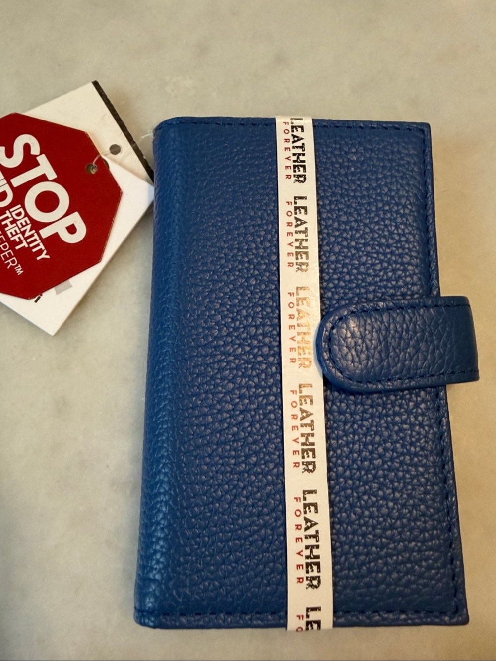mundi Blue Pebbled Leather Card & Key Holder Wallet